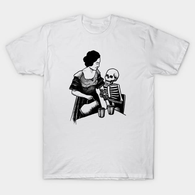 Woman skeleton drink T-Shirt by RicardoCarn